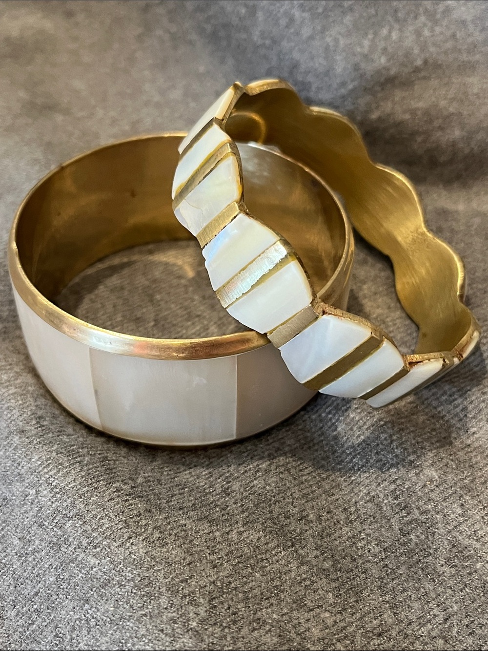 Pair of Brass MOP Bangle Bracelets